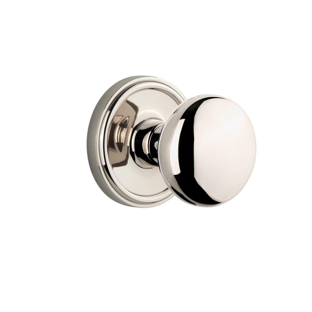 Grandeur by Nostalgic Warehouse GEOFAV Complete Passage Set Without Keyhole - Georgetown Rosette with Fifth Avenue Knob in Polished Nickel
